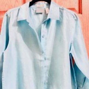Chico's electric blue size 0 100% linen top